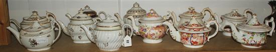 A collection of 11 mostly 19th Century teapots